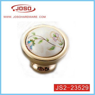 European Style Zinc Alloy Ceramics Gold Knob of Furniture Accessories for Drawer