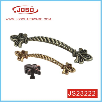 Retro Style Flower Pattern Antique Brass Pull Handle for Cabinet